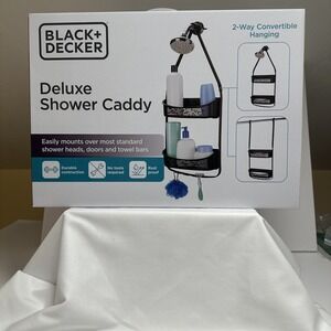 Black & Decker -Deluxe Shower Caddy Black, 2-Way convertible Hanging, Anti-Swing